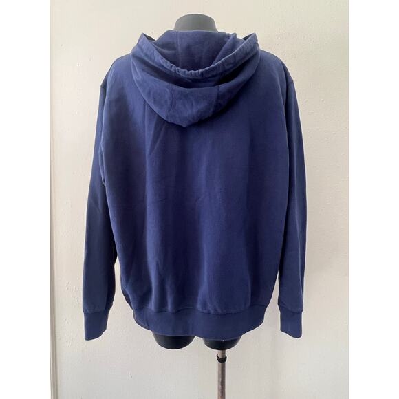 New England Patriots Pullover Hoodie Men’s Sz L Kangaroo Pockets Large Spell Out - Picture 2 of 4